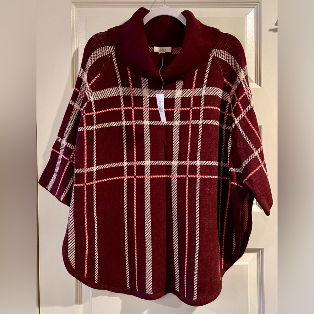 LOFT Sweater Poncho Cowl Neck Pullover SZ M/L